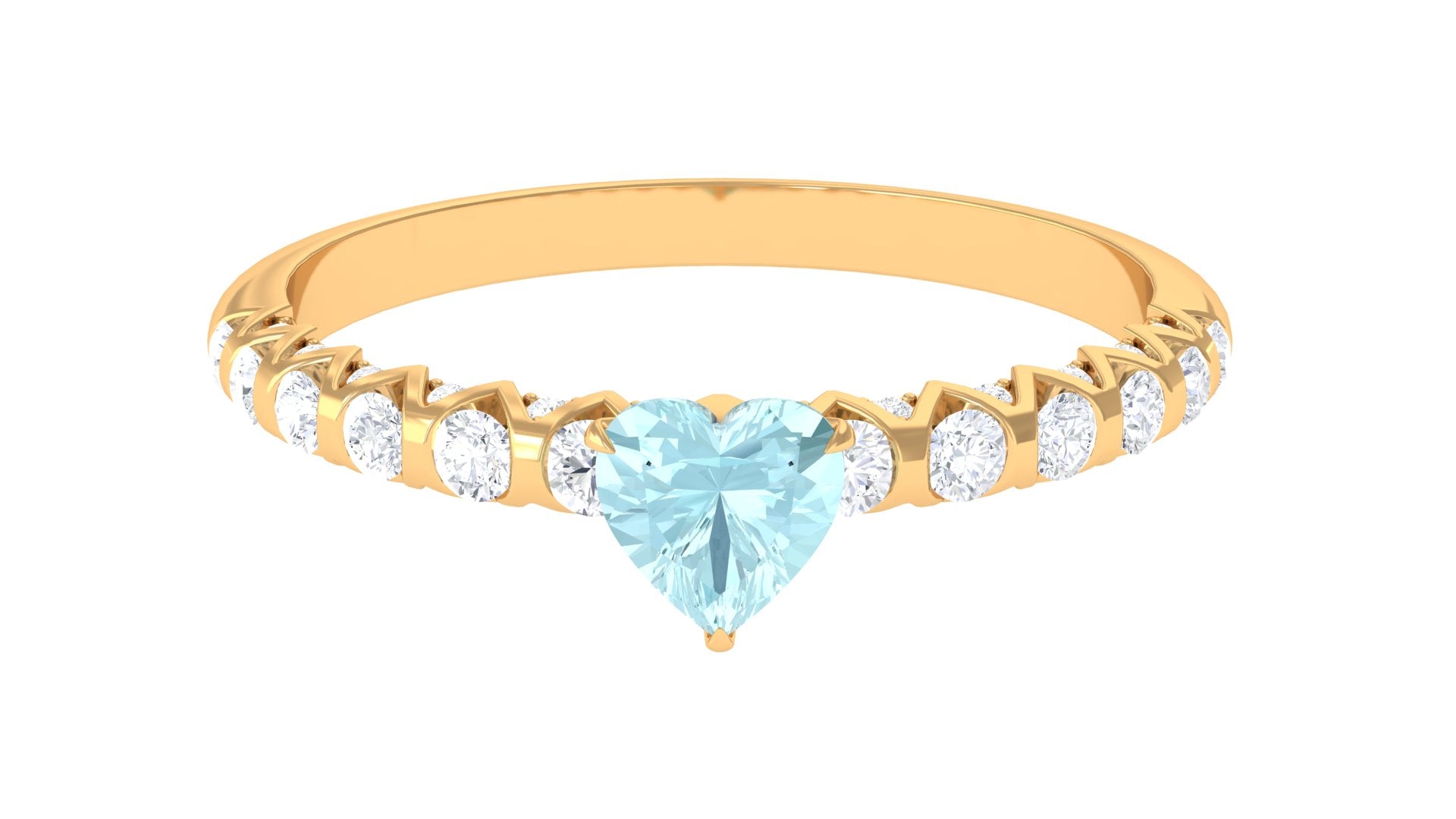 Rosec Jewels-Claw Set Heart Sky Blue Topaz and Diamond Engagement Ring