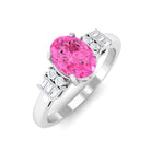 Rosec Jewels-Natural Oval Cut Pink Sapphire Engagement Ring with Diamond