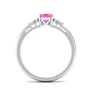 Rosec Jewels-Natural Oval Cut Pink Sapphire Engagement Ring with Diamond