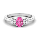 Rosec Jewels-Natural Oval Cut Pink Sapphire Engagement Ring with Diamond