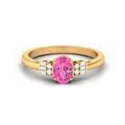 Rosec Jewels-Natural Oval Cut Pink Sapphire Engagement Ring with Diamond