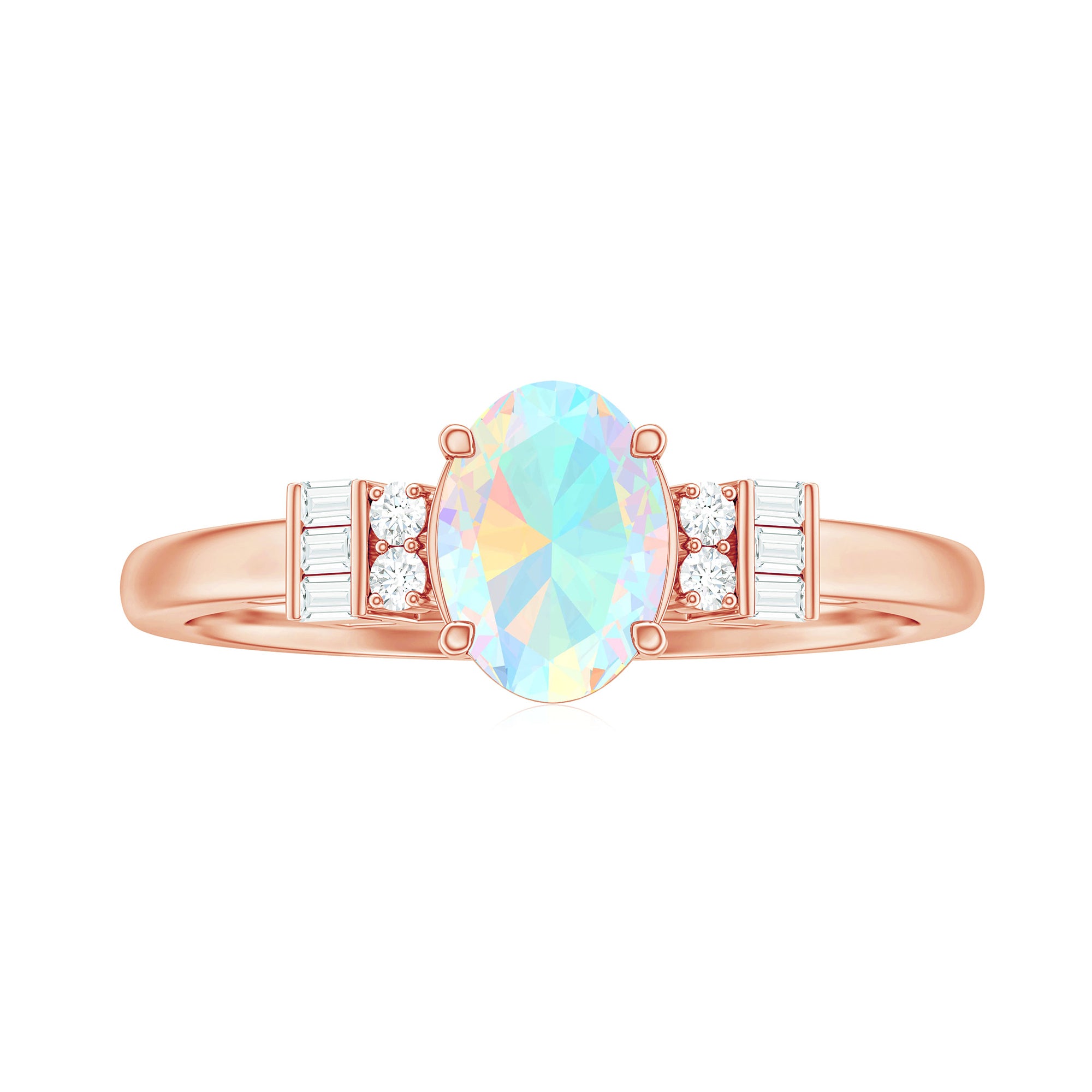 Rosec Jewels-1 CT Oval Cut Ethiopian Opal and Diamond Classic Ring