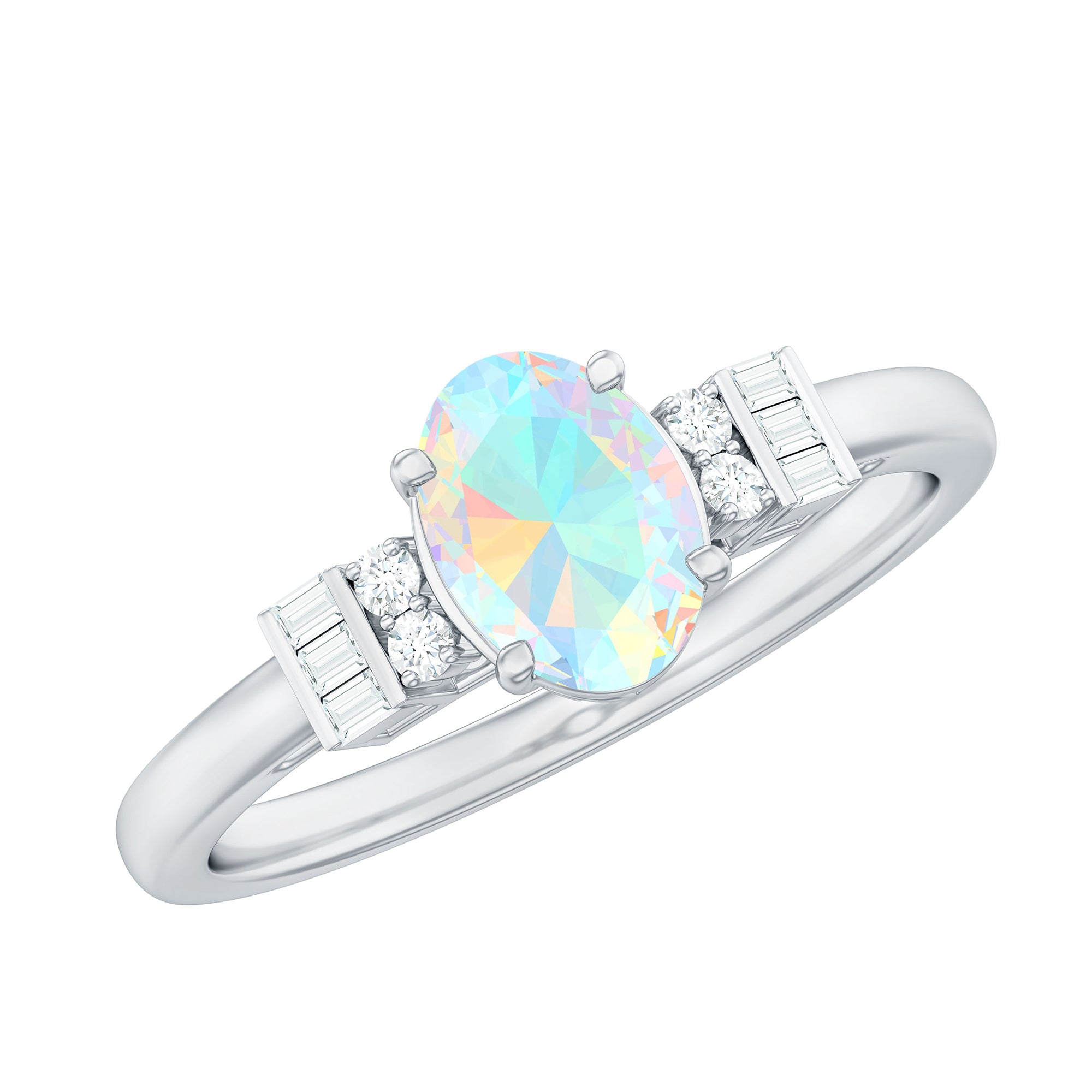 Rosec Jewels-1 CT Oval Cut Ethiopian Opal and Diamond Classic Ring