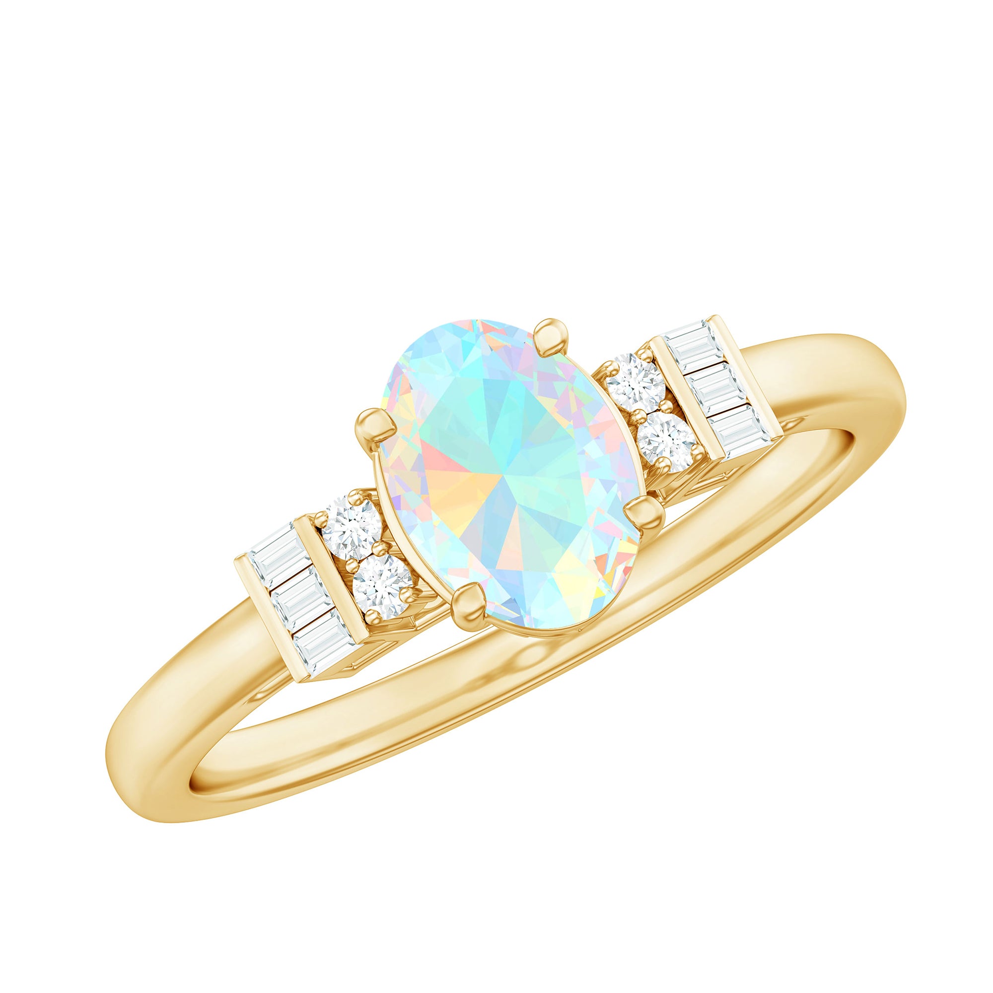 Rosec Jewels-1 CT Oval Cut Ethiopian Opal and Diamond Classic Ring