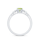 Rosec Jewels-3/4 CT Natural Oval Cut Peridot Classic Engagement Ring with Diamond