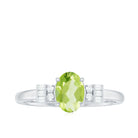 Rosec Jewels-3/4 CT Natural Oval Cut Peridot Classic Engagement Ring with Diamond