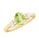 Rosec Jewels-3/4 CT Natural Oval Cut Peridot Classic Engagement Ring with Diamond