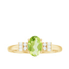 Rosec Jewels-3/4 CT Natural Oval Cut Peridot Classic Engagement Ring with Diamond