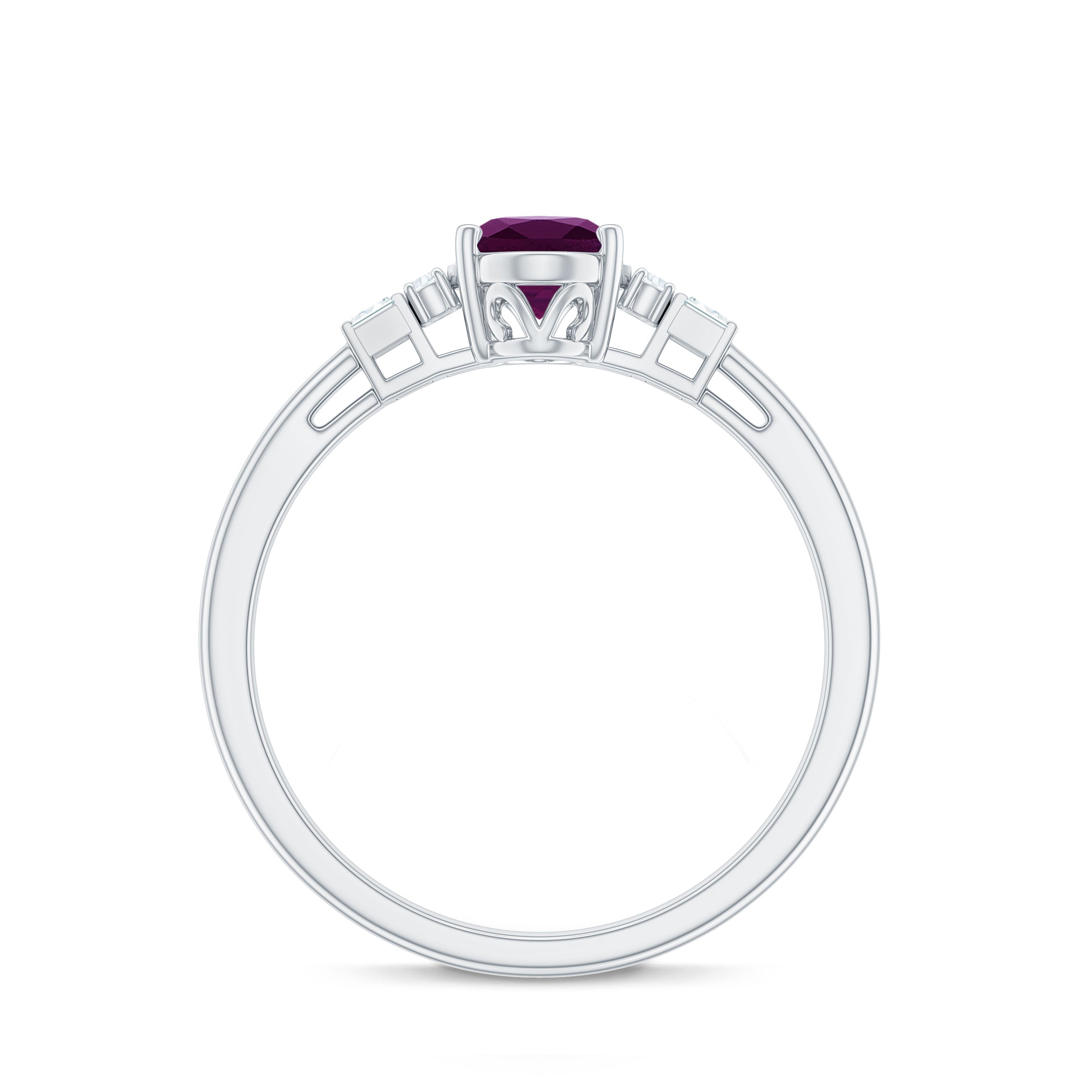 Rosec Jewels-1.25 CT Oval Rhodolite Classic Engagement Ring with Diamond Accent