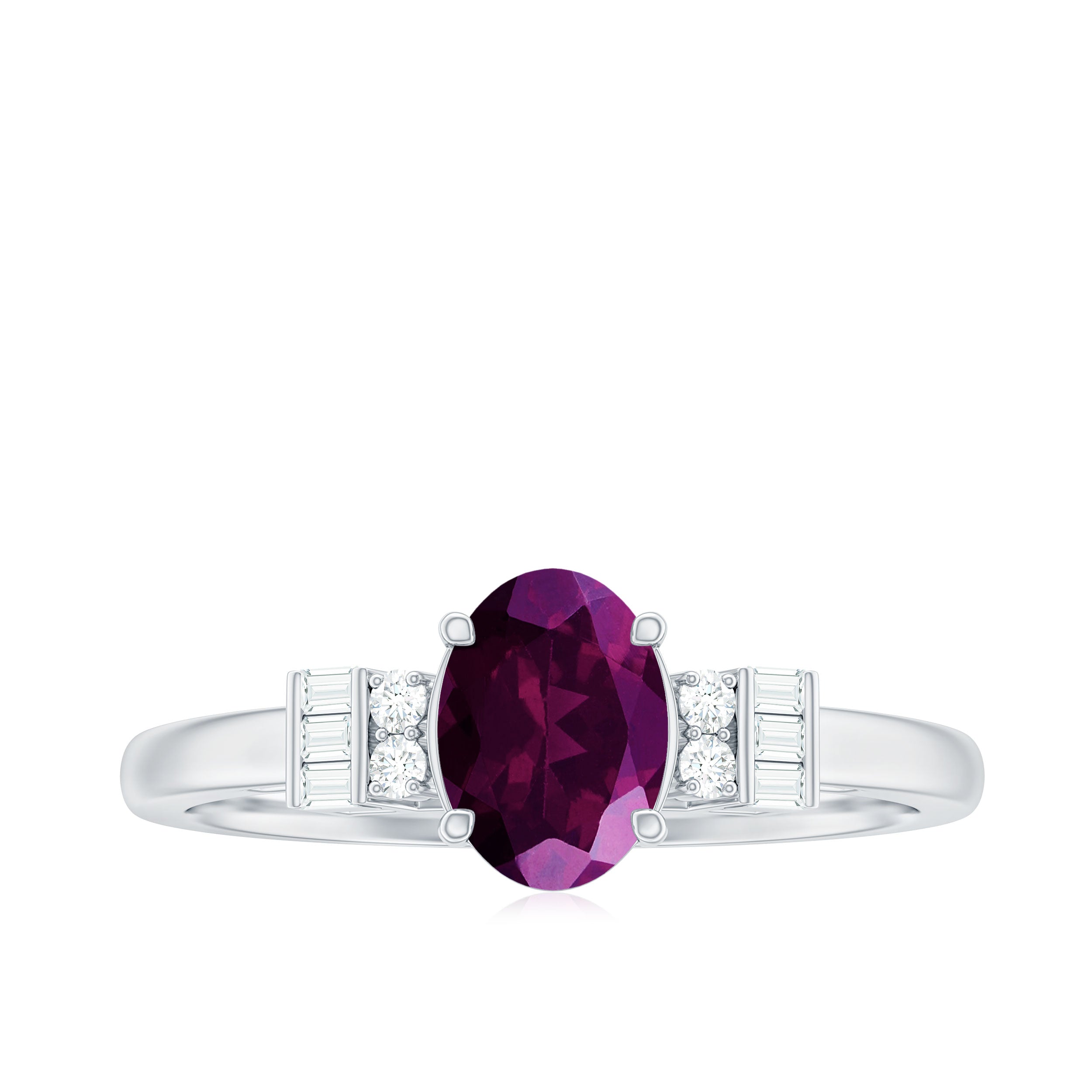 Rosec Jewels-1.25 CT Oval Rhodolite Classic Engagement Ring with Diamond Accent