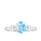 Rosec Jewels-Oval Cut Aquamarine Classic Engagement Ring with Diamond