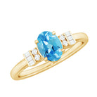 Rosec Jewels-Oval Cut Aquamarine Classic Engagement Ring with Diamond