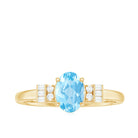 Rosec Jewels-Oval Cut Aquamarine Classic Engagement Ring with Diamond