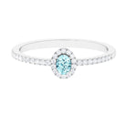 Rosec Jewels-Oval Cut Aquamarine Diamond Halo Ring