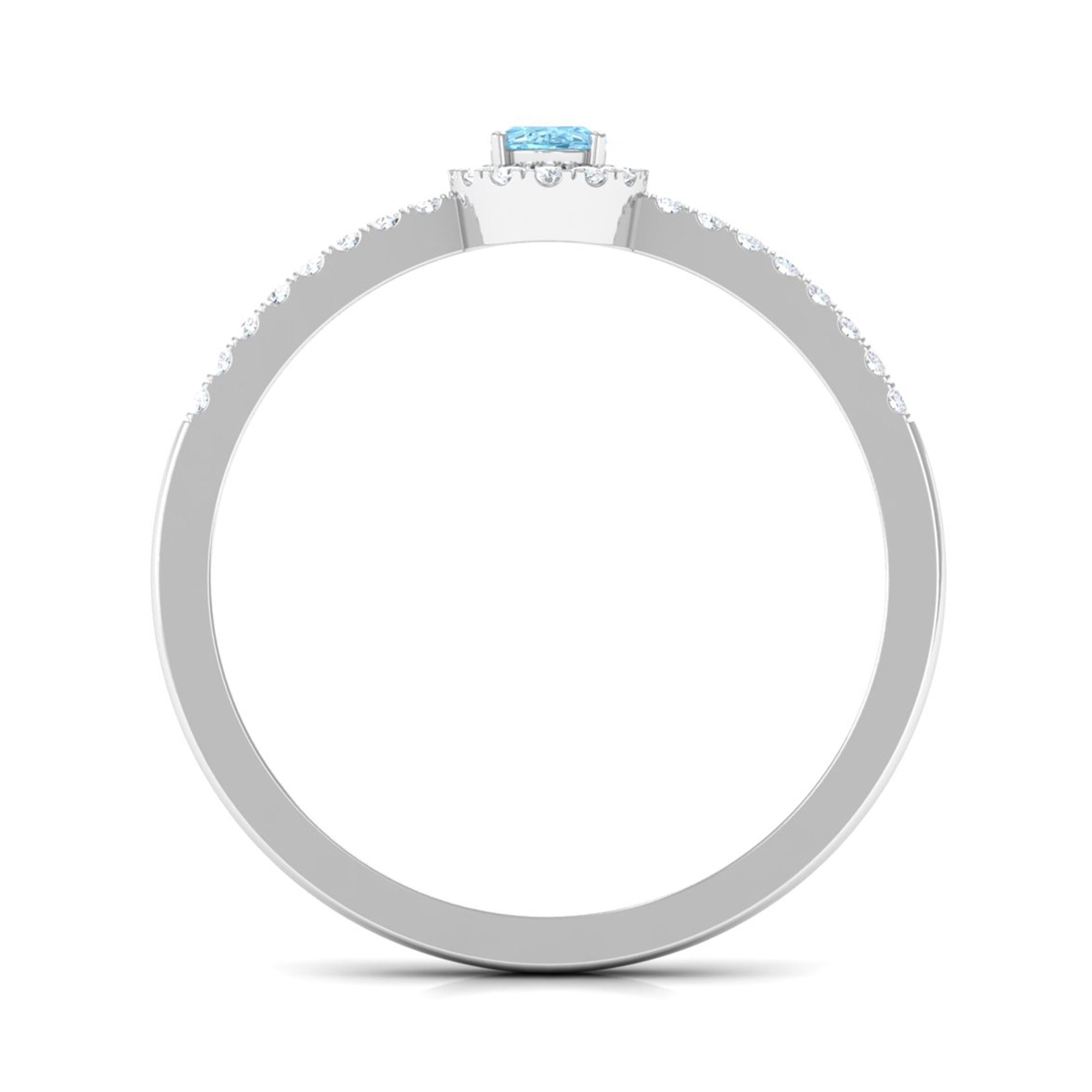 Rosec Jewels-Oval Cut Aquamarine Diamond Halo Ring