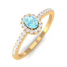 Rosec Jewels-Oval Cut Aquamarine Diamond Halo Ring