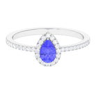 Rosec Jewels-Pear Shape Tanzanite and Diamond Halo Ring