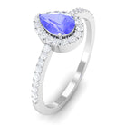 Rosec Jewels-Pear Shape Tanzanite and Diamond Halo Ring