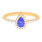 Rosec Jewels-Pear Shape Tanzanite and Diamond Halo Ring