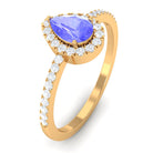 Rosec Jewels-Pear Shape Tanzanite and Diamond Halo Ring