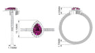 Rosec Jewels-Natural Rhodolite Teardrop Halo Ring with Diamond