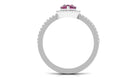 Rosec Jewels-Natural Rhodolite Teardrop Halo Ring with Diamond