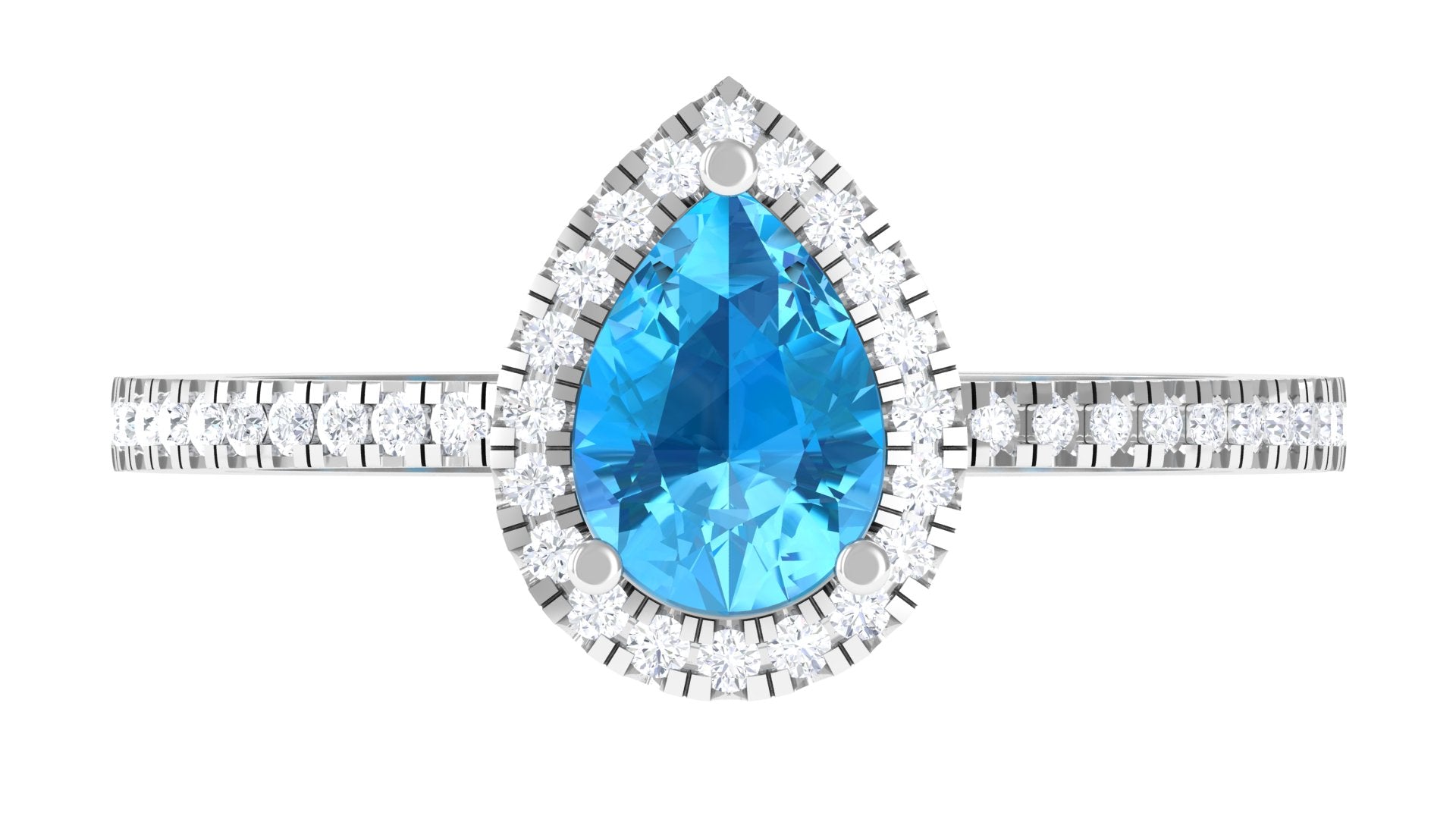 Rosec Jewels-Minimal Swiss Blue Topaz Engagement Ring with Diamond Accent