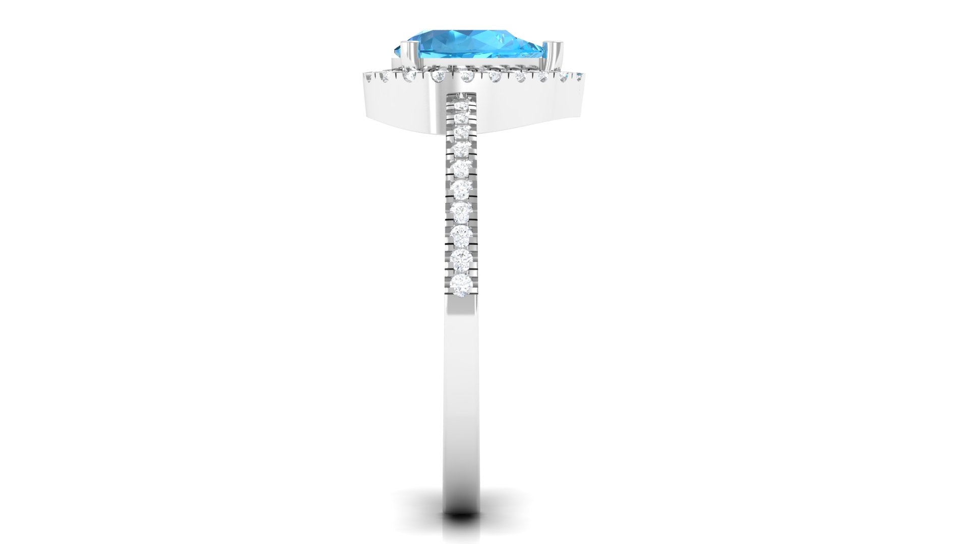 Rosec Jewels-Minimal Swiss Blue Topaz Engagement Ring with Diamond Accent