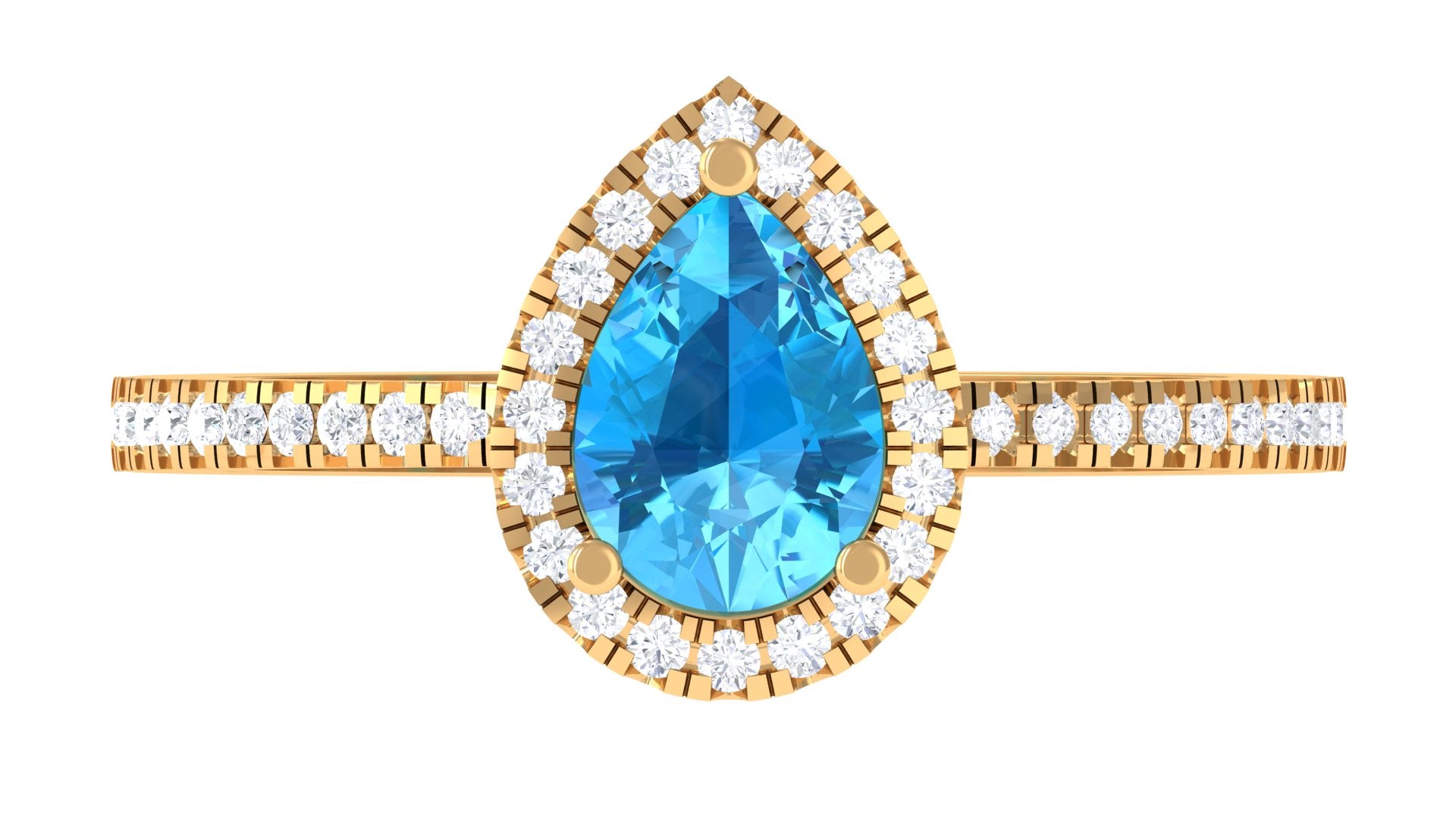 Rosec Jewels-Minimal Swiss Blue Topaz Engagement Ring with Diamond Accent