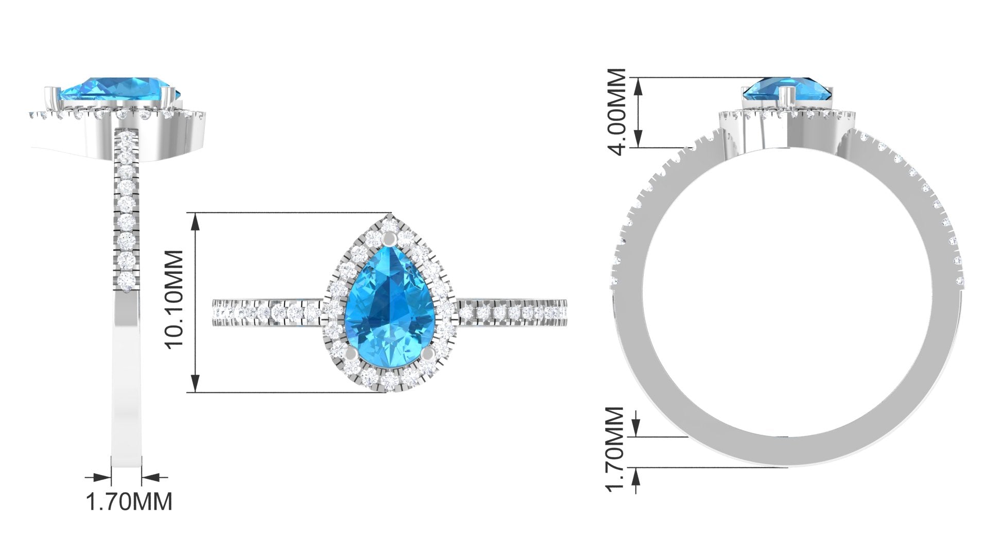 Rosec Jewels-Minimal Swiss Blue Topaz Engagement Ring with Diamond Accent