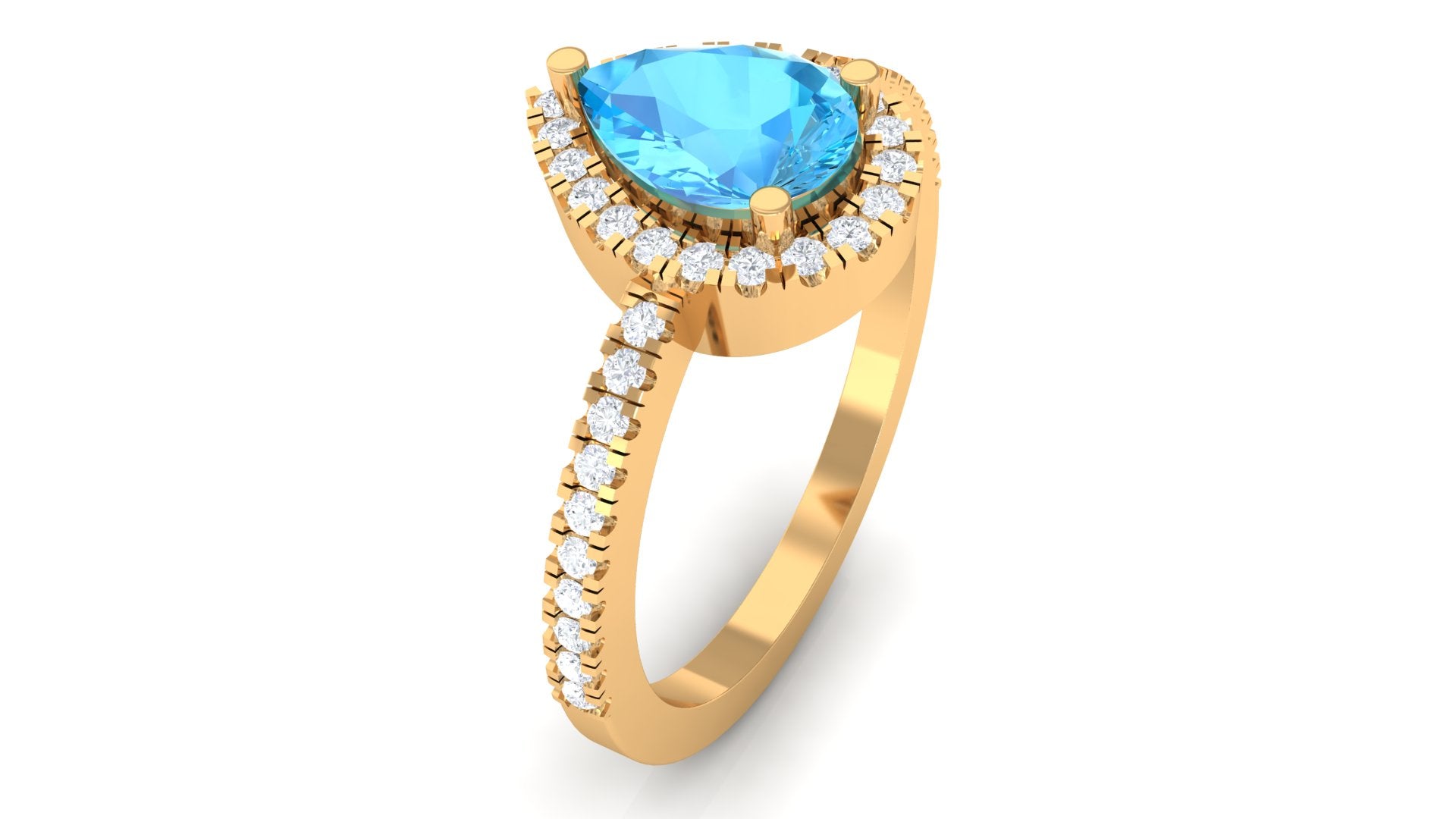 Rosec Jewels-Minimal Swiss Blue Topaz Engagement Ring with Diamond Accent