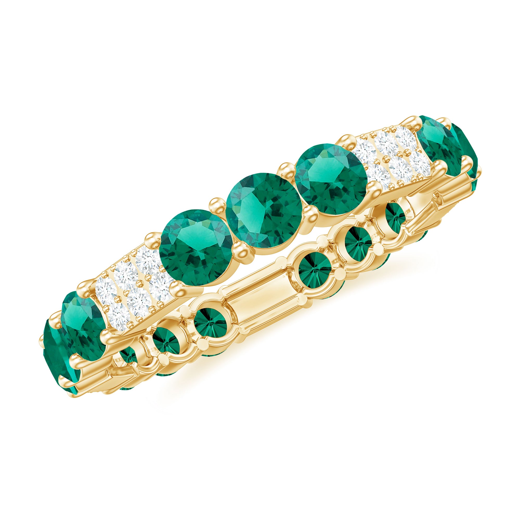 Rosec Jewels-Lab Grown Emerald and Diamond Designer Full Eternity Ring