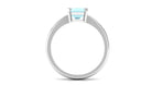 Rosec Jewels-Emerald Cut Shape Sky Blue Topaz Solitaire Engagement Ring with Diamond Side Stones