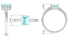 Rosec Jewels-Emerald Cut Shape Sky Blue Topaz Solitaire Engagement Ring with Diamond Side Stones