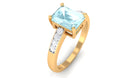 Rosec Jewels-Emerald Cut Shape Sky Blue Topaz Solitaire Engagement Ring with Diamond Side Stones