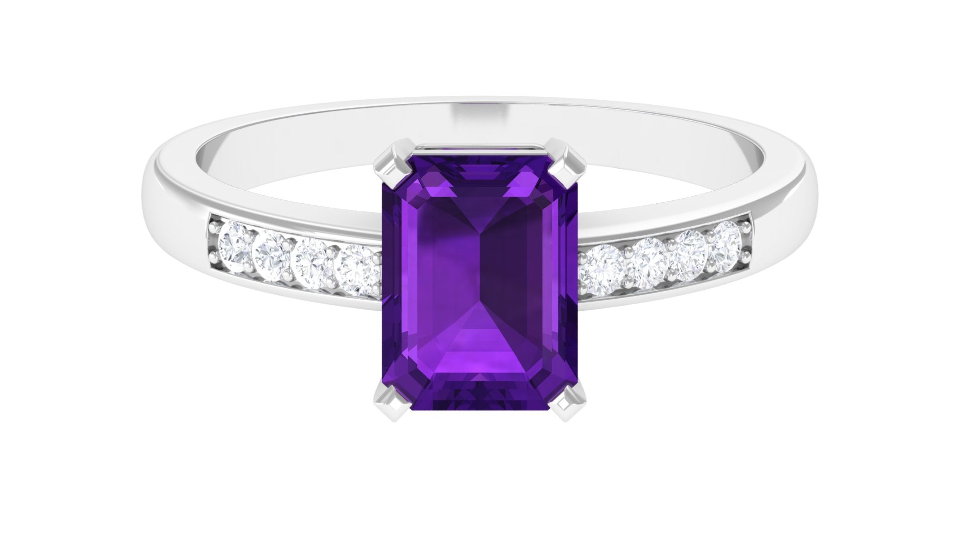 Amethyst Octagon Cut Solitaire deals Ring 7.5