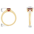 Rosec Jewels-Emerald Cut Created Ruby Solitaire Ring with Diamond