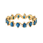 Rosec Jewels-Pear Cut London Blue Topaz and Diamond Eternity Wedding Band