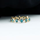 Rosec Jewels-Pear Cut London Blue Topaz and Diamond Eternity Wedding Band