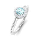 Rosec Jewels-Aquamarine and Diamond Halo Engagement Ring