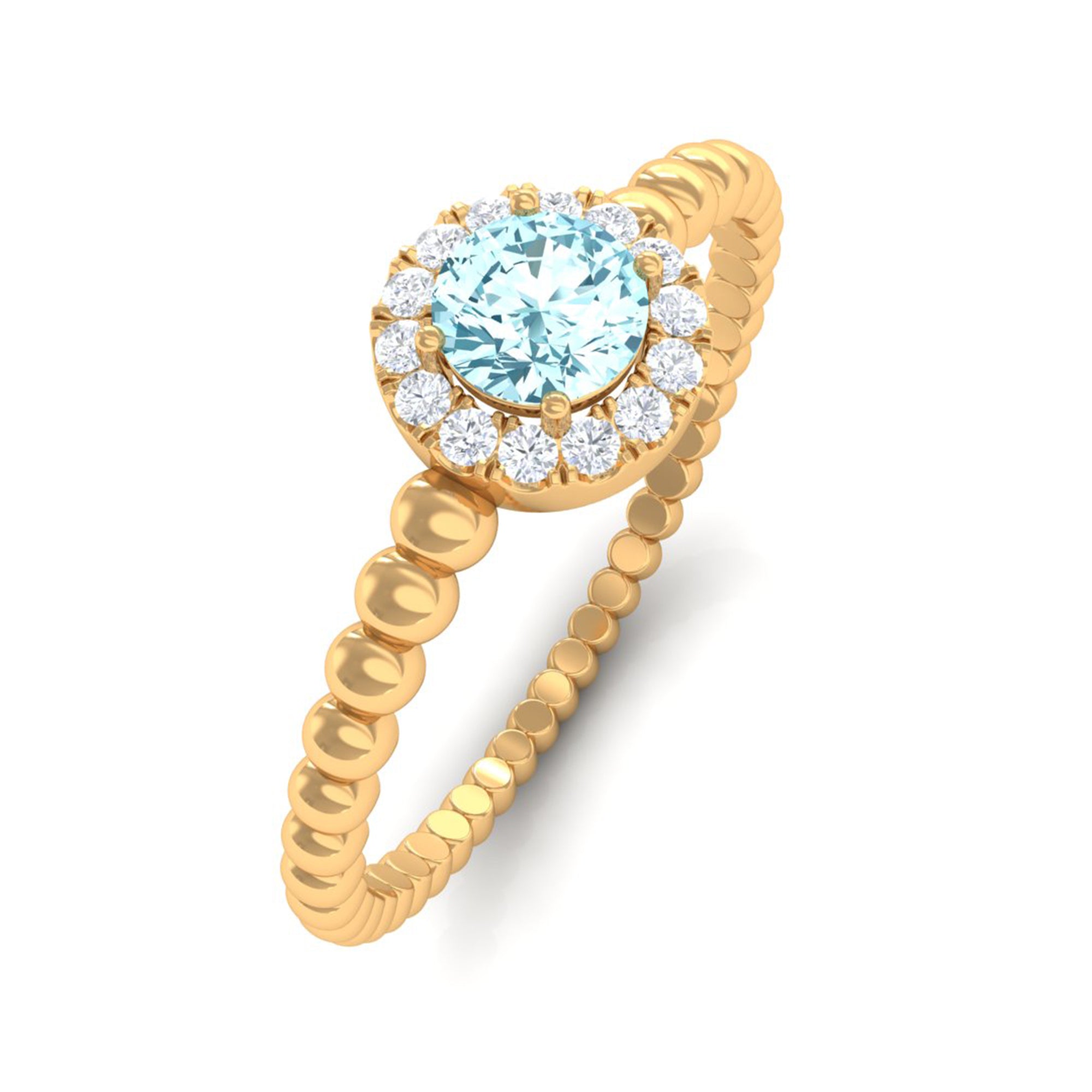 Rosec Jewels-Aquamarine and Diamond Halo Engagement Ring