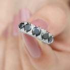 Rosec Jewels-1.5 CT Natural Black Onyx and Diamond Antique Anniversary Ring