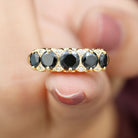 Rosec Jewels-1.5 CT Natural Black Onyx and Diamond Antique Anniversary Ring