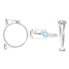 Rosec Jewels-Princess Cut Aquamarine Bypass Solitaire Ring with Diamond