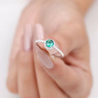 Rosec Jewels-Round Lab Grown Emerald Halo Engagement Ring with Diamond