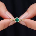 Rosec Jewels-Round Lab Grown Emerald Halo Engagement Ring with Diamond