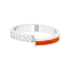 Rosec Jewels-Baguette Cut Orange Sapphire and Diamond Designer Band Ring