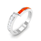 Rosec Jewels-Baguette Cut Orange Sapphire and Diamond Designer Band Ring