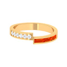 Rosec Jewels-Baguette Cut Orange Sapphire and Diamond Designer Band Ring