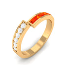 Rosec Jewels-Baguette Cut Orange Sapphire and Diamond Designer Band Ring